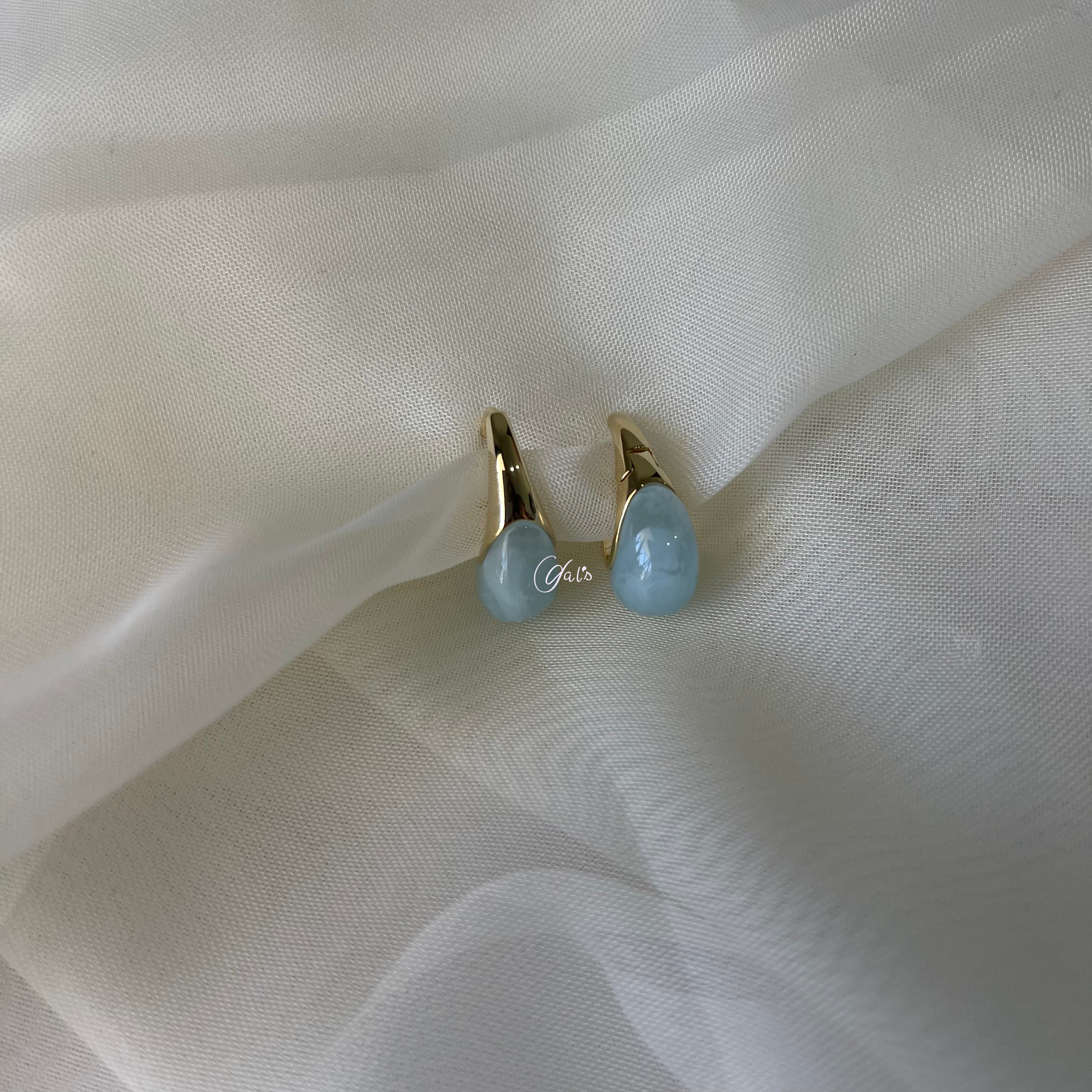 Aretes perla azul