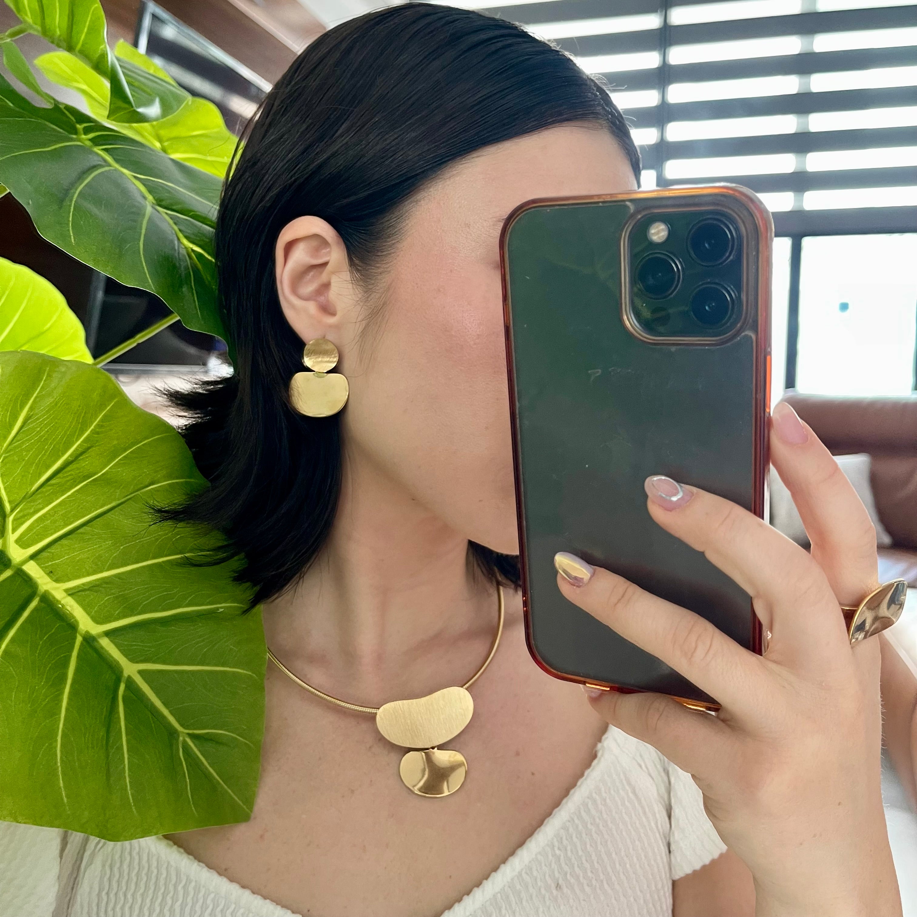 Collar 5 piezas almendra oro