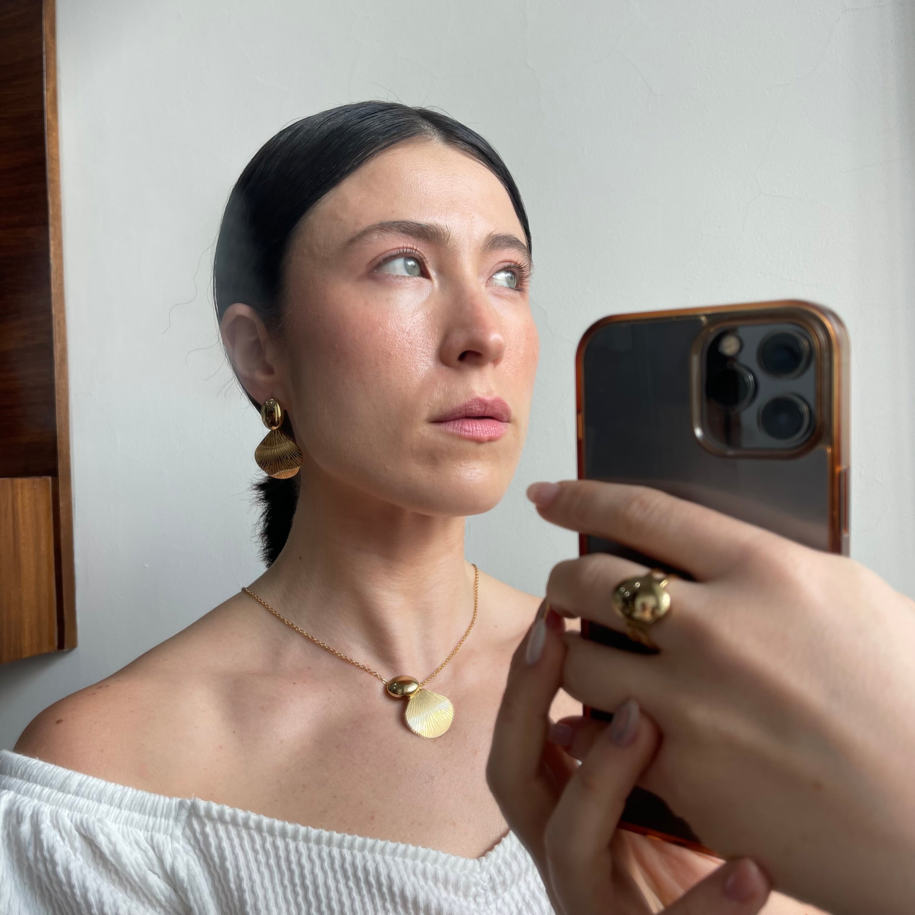 Collar set 5 piezas hojas oro