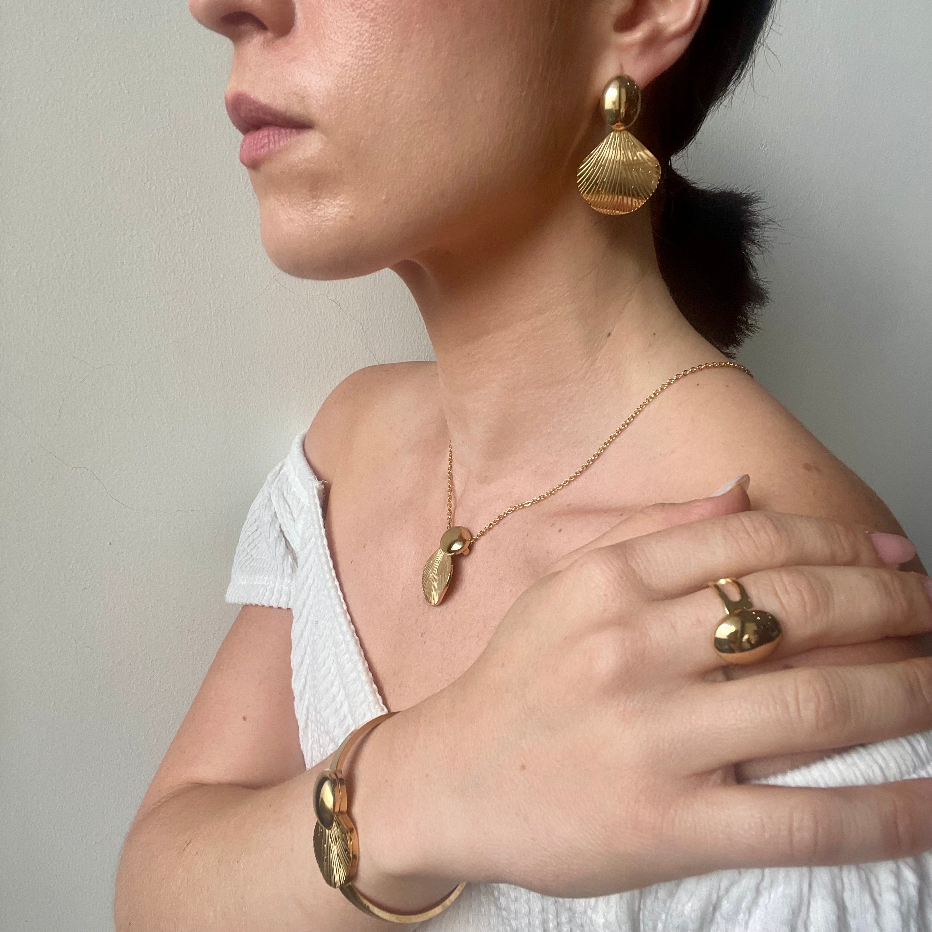 Collar set 5 piezas hojas oro